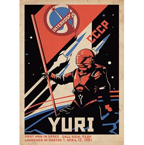 SALITI Poster Póster De Exploración Espacial De Héroes Espaciales Yuri Gagarin Cuadro Sobre Lienzo Para Pared Decoración Del Hogar 50 * 70 Cm Sin Marco