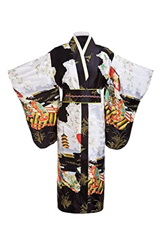 Sarge Kimono Yukata Tradicional japonés con OBI, Vestido de Noche Vintage para Mujer, Kimono Geisha Vintage para Mujer, Disfraz de espectáculo de Escenario, Cosplay, Talla única