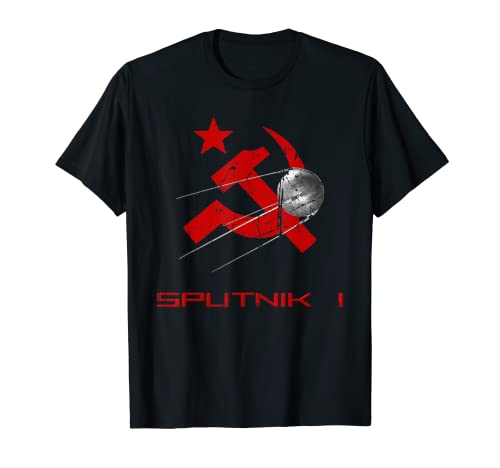 Satélite Sputnik 1 con hoz y martillo del soviético Camiseta