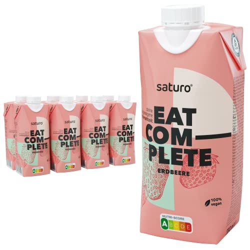 Saturo Drink Food Fresa | Comida para astronautas con proteínas y 330kcal | Comida para bebidas con valiosos nutrientes | 8 x 330ml