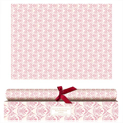 SCENTORINI Papel de Cajones de Fragancia de Rosa, Perfumada para Armario Gabinete, 42 cm x 58 cm, 6 Hojas Rosa - Rosa 6 Piezas