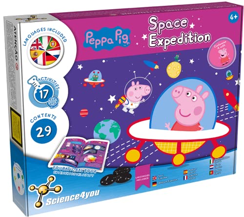 Science4you Aventura Espacial de Peppa Pig, Niños 4+ Años - 17 Experimentos para Niños: Maqueta del Sistema Solar, Planetas y Recortables, Juegos Educativos, Manualidades Niños 4 5 6 7 Años (80003265)