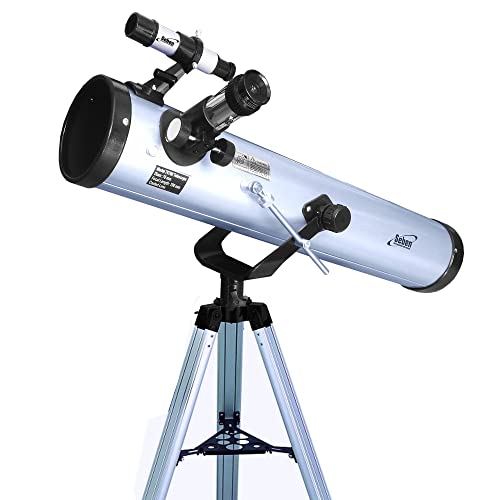 Seben 76/700 AZ - Telescopio astronómico de Espejos para niños Que Incluye un trípode de Aluminio y un Gran Juego de filtros para el Ocular