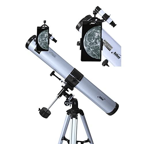 Seben 76/900 EQ-2 - Telescopio Reflector para astronomía, Incluye Adaptador para Smartphone, Montura y Juego de filtros para el Ocular.