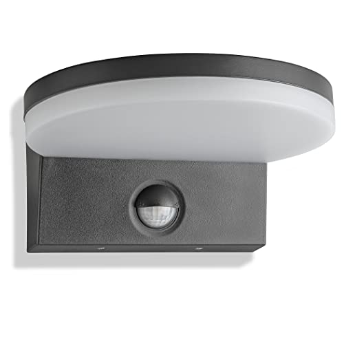 SEBSON® LED Lampara Exterior con Sensor Movimiento, Aplique Pared IP65 Antracita 15W 1300lm Blanco Frío 5800K, Iluminacion Exterior Sensor 9m/140°