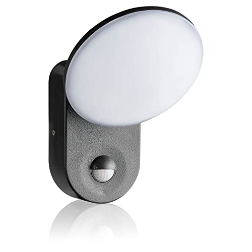 SEBSON® LED Lampara Exterior con Sensor Movimiento, Aplique Pared IP65 Antracita 15W 1300lm Blanco Frío 6000K - Iluminacion Exterior LED Sensor 9m/140°
