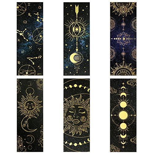 Set de 18 Marcalibros de Astrología Marcador de Galaxia Estética Marcalibros de Estrella Sol Luna de Papel Doble Cara Marcapáginas de Cielo Estrellado Espacio Genial Regalo de Marcalibros