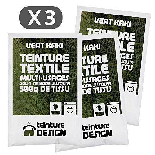 Set de 3 bolsas de tinte textil – Caqui – universal para ropa y telas naturales