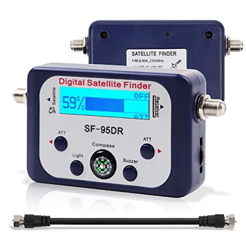 SF-95DR Medidor de Buscador Satelital Digital, Buscador de Señal Satelital con Pantalla LCD Buscador de señal de Antena Localizador de Satélites Receptor de Detector de Medidor de Fuerza de Señal