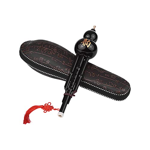 SHUAIGUO Instrumento tradicional chino Hulusi Cucurbitáceas Botella de flauta Calabaza de seda C-Key Material de resina con nudo chino Carry Case para principiantes Regalo musical