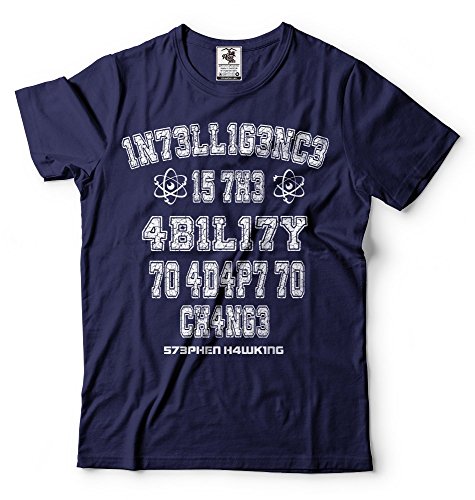 Silk Road Tees Stephen Hawking Inteligencia Camiseta Ciencia Camiseta de los Hombres Camiseta Profesor Hawking X-Large Armada