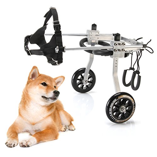 Silla de ruedas para perro, para patas traseras, arnés de movilidad para perro, silla de rueda de apoyo trasera, patas de cadera, color plateado y negro, dos ruedas