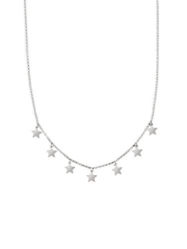 SINGULARU - Collar Mini Stars - Colgante en Plata de Ley 925 con Estrellas - Cadena de Talla Unica - Joyas para Mujer - Hecho en España - Baño de Rodio