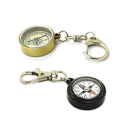 SKINII Compasses， Mini Survival Compass Portable Outdoor Camping Hiking Pocket Navigator Adventure Keychain Compass Climbing Equipment (Color : Gold)