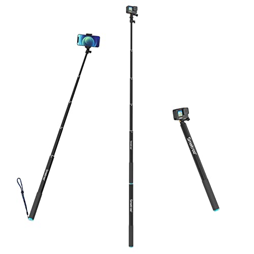 Smatree SmaPole Extensable Selfie Stick, pértiga telescópica para GoPro Fusion, GoPro Hero 12/11/10/9/8/7/6/5/4/3/2/1/Session y dji Osmo Action 3/2(Versión extendida 43-221cm)