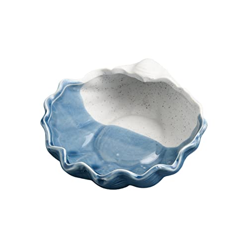 SMLJFO Bandeja en forma de concha de cerámica cuenco de joyería plato de conchas de mar figuras de servir tazón de joyería de artículos diversos bandeja contenedor para pendientes pendientes anillos