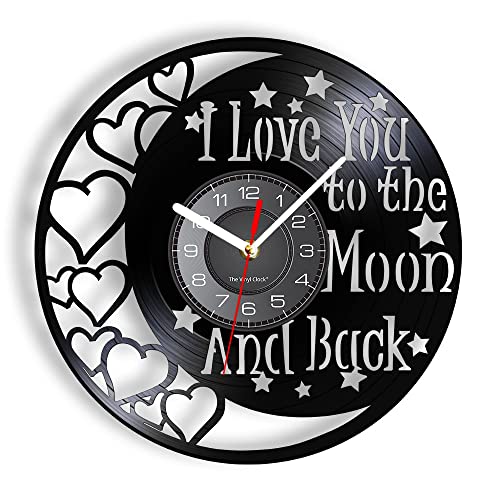 Smotly Reloj de pared de vinilo, reloj analógico con temática de luna, regalo para aquellos que aman la astronomía
