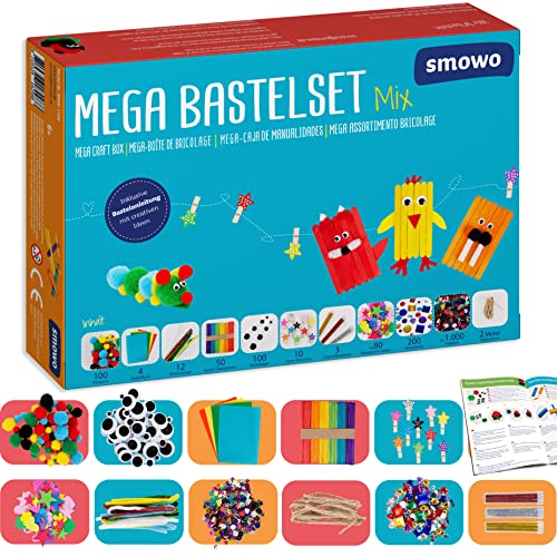 Smowo® Mega Juego de Manualidades - Caja material manualidades - con ideas para juegos creativos - kit manualidades para niños y adultos…