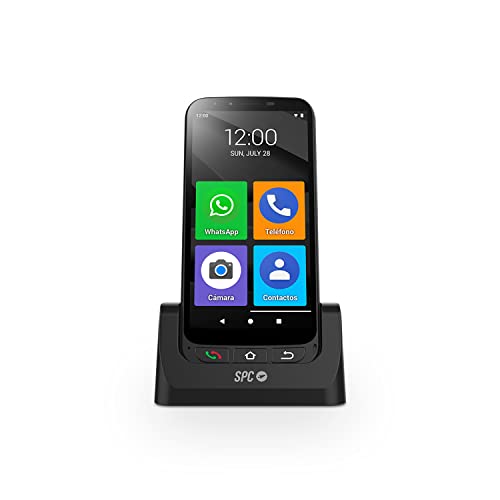 SPC ZEUS 4G PRO + carcasa – Smartphone para mayores, Modo Fácil con iconos grandes, botón SOS, configuración remota, botones físicos, 5,5”, 3GB RAM, 32GB ROM, cámara 13MP, Android 11, base de carga