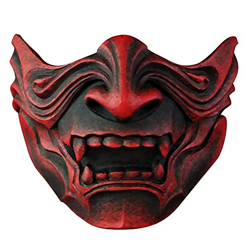 spier Máscara de Halloween - Máscara japonesa de Samurai Prajna, Demon Samurai Media máscara Accesorios de disfraces de cosplay