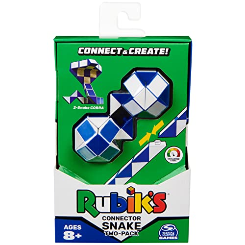 Spin Master Rubik's Connector Snake, Paquete de Dos Cubos de Rompecabezas 3D, Juguete para aliviar el estrés, Juego de Viaje, Idea de Regalo para Adultos y niños a Partir de 8 años, 6064893