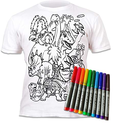 Splat Planet - Camiseta de Manga Corta, diseño de Dinosaurio con 10 rotuladores mágicos no tóxicos (5-6 años)