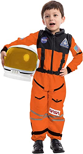 Spooktacular Creations Astronaut NASA Pilot Orange Costume Movable Space Visor Kids Helmet Halloween. (Toddler(3-4yrs))