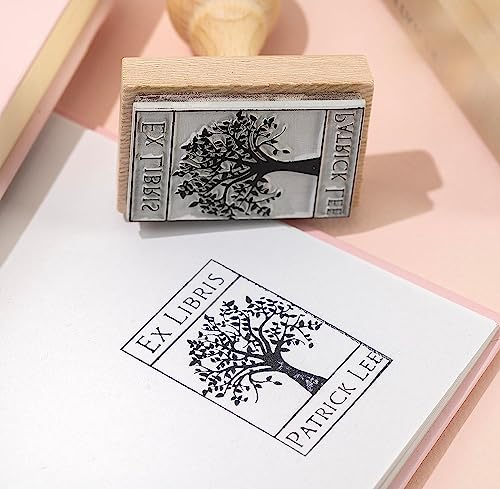 Stamp by Me | Ex Libris | Sello de Madera Personalizado para Libros de Biblioteca | Para Páginas, Cartas | Este Libro Pertenece a | Rectangular | 4 Diseños