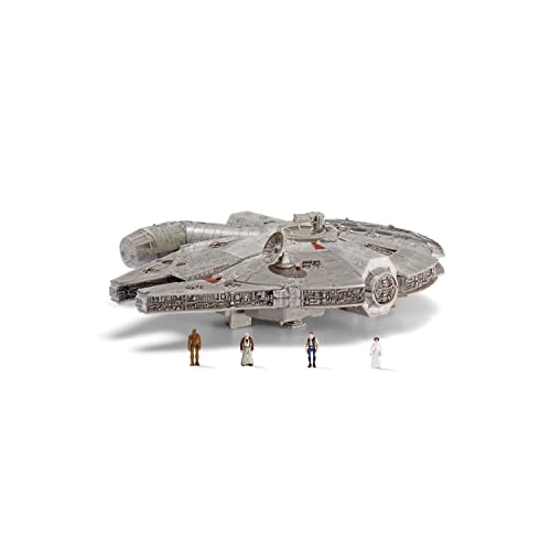 Star Wars Micro Galaxy Squadron Assault Class Millennium Falcon – Vehículo de 7 Pulgadas con 1 Pulgada Han Solo, Chewbacca, Princess Leia y OBI-WAN Kenobi Micro Figuras