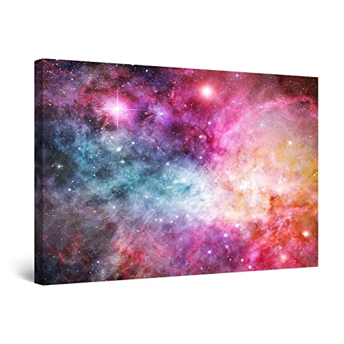 Startonight Cuadro Moderno en Lienzo Galaxia Nebulosa Rosa, Paisaje Naturaleza Abstracta Para Salon Decoración Grande 80 x 120 cm