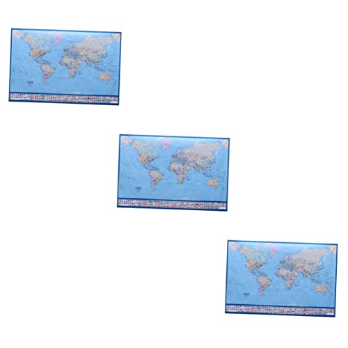 STOBOK 3 Piezas La Oficina Pósters Mapa Del Mundo Letra Inglesa Mapamundi Idioma Ingles Carteles Educativos Para El Aula Cartel De Mapa Mural De Pared Clásico Fondo De Pantalla