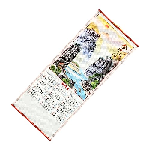 STOBOK Calendario de oficina 2024 calendario de papel calendario mensual calendario chino 2024 decoraciones de sala de estar china signo del zodiaco chino papel calendario de pared grande