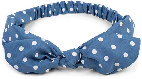 styleBREAKER cinta para el pelo de mujer con motivo de lunares, lazo flexible y goma elástica, cinta para la frente, pinup, rockabilly 04026036, color:azul