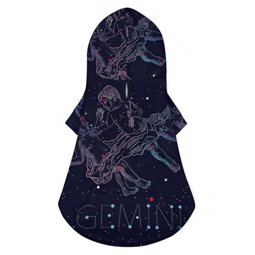 Sudadera con capucha para perros y gatos pequeños con diseño de constelación del zodiaco Géminis