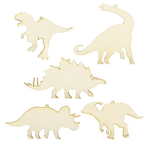 Summer-Ray 20 dinosaurios de madera con corte láser para manualidades, decoración de fiesta, decoración de habitación