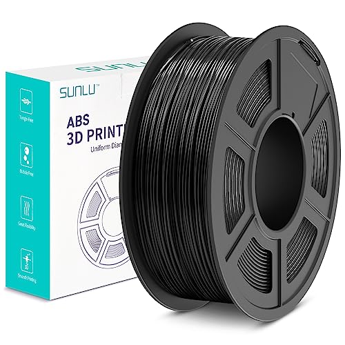 SUNLU Filamento ABS 1.75mm, Filamento para Impresora 3D Altamente Resistente al Calor, Precisión Dimensional +/- 0.02mm, Carrete de 1kg (2.2lbs), Negro