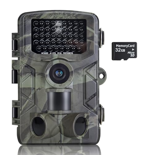 SUNTEKCAM - Cámara de caza de 24 MP 1080P, cámara de caza nocturna, trampa fotográfica activada con tarjeta SD de 32 GB, caza y observación de la vida silvestre