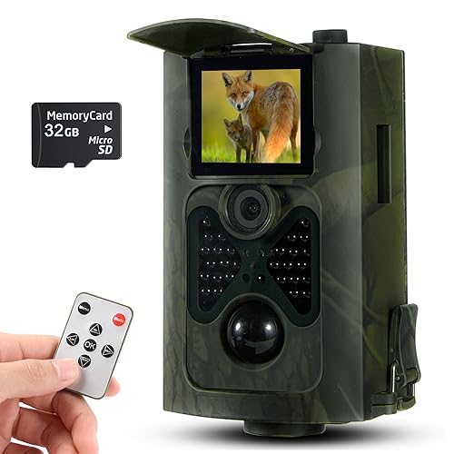 SUNTEKCAM Fototrampa cámara Caza 24MP 1080P, cámara de movimiento activado con tarjeta SD de 32GB, caza y observación de la fauna
