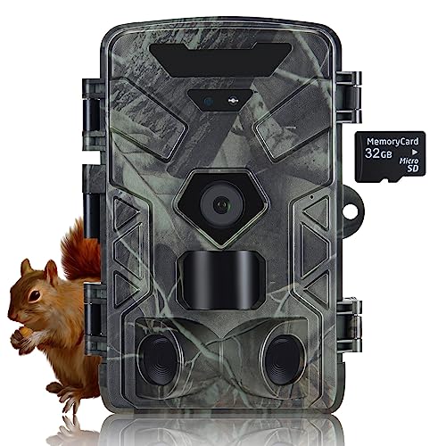 SUNTEKCAM Fototrampa infrarroja 50MP 4K, cámara de caza nocturna, cámara de movimiento activado con tarjeta SD de 32 GB, caza y observación de la fauna