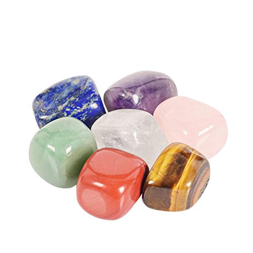 SUPVOX Piedras de Chakra Cristales de Sanación Set 7 Piedras de preocupación de piedras preciosas de Chakra para la puesta a tierra Equilibrio Meditación calmante 10-20mm