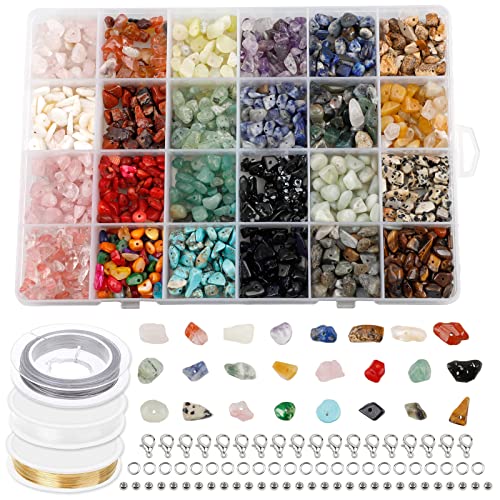 SWAWIS 24 piedras preciosas de colores con agujero, perlas de 4-8 mm, cuentas irregulares para manualidades y joyas