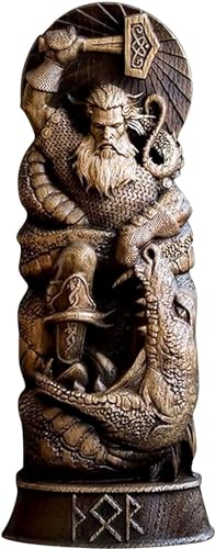 TAECOOOL Estatua de Resina de Dios nórdico, panteones escandinavos, estatuilla de Dioses nórdicos, mitología vikinga, hogar gabinete de Vino, estantería, Escultura oramento (Thors)