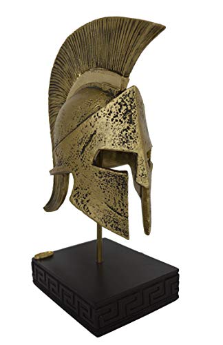Talos Artifacts Leonidas Casco Rey Espartano Héroe Alabastro Escultura Pequeña con Efecto Bronce