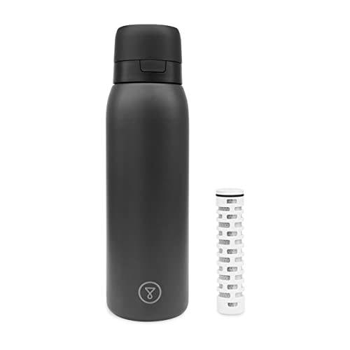 Tappwater BottlePro - Botella reutilizable. Filtra +80 contaminantes. Libre de BPA. Recambios sostenibles y cierre hermético. Botella con filtro 750ml (Negro)