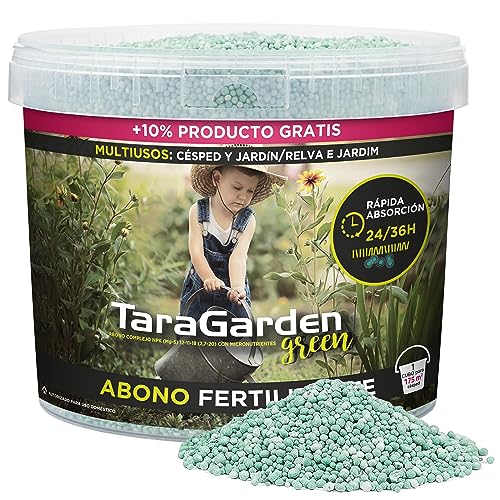 TARAGARDEN GREEN Fertilizante para Césped y Plantas de Jardín. Abono Granulado en Perlas Ultrasolubles. 5,5 Kg