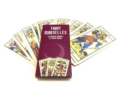 Tarot Marseille Arcanos Mayores Premium Size. Incluye Libro Tarot Evolutivo y Predictivo! 22 Arcanos Tarot de Marsella Cartas Grandes