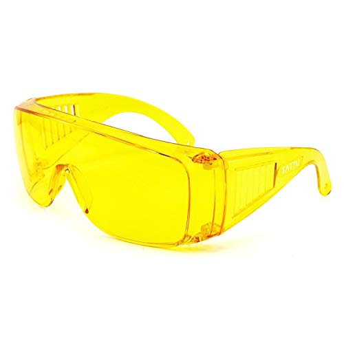 TATTU G1 Fit-Over - Gafas de protección UV, antirreflejos, antifatiga ocular, mejora la visión nocturna para conducir por la noche, color amarillo