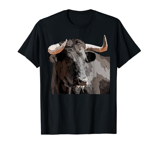 Tauro Toro Estampado De Vaca Buey Motivo De Vaca Camiseta