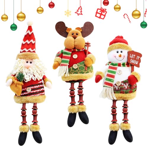 TAVADA 3 Piezas Figuras De Felpa Navideña,Decoración navideña sin Rostro,gnomo navideñas Hechas a Mano suecas para Mesa de Navidad, Escritorio, Chimenea Decoración Figurines de Navidad de Felpa