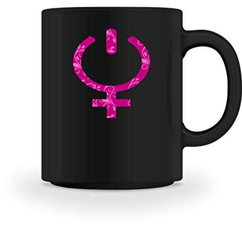 Taza, diseño femenino con el símbolo de Venus, Cerámica, Negro, M